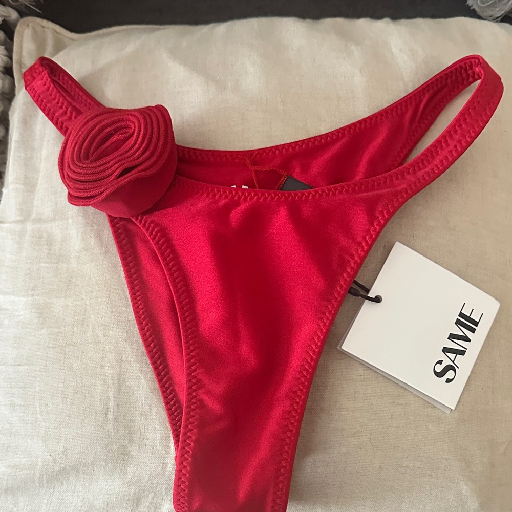 NWT SAME Red Rose Accent Bikini Bottom